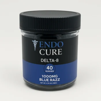 EndoCure Delta 8 THC Blue Raspberry Gummies for Relaxation and Stress Relief