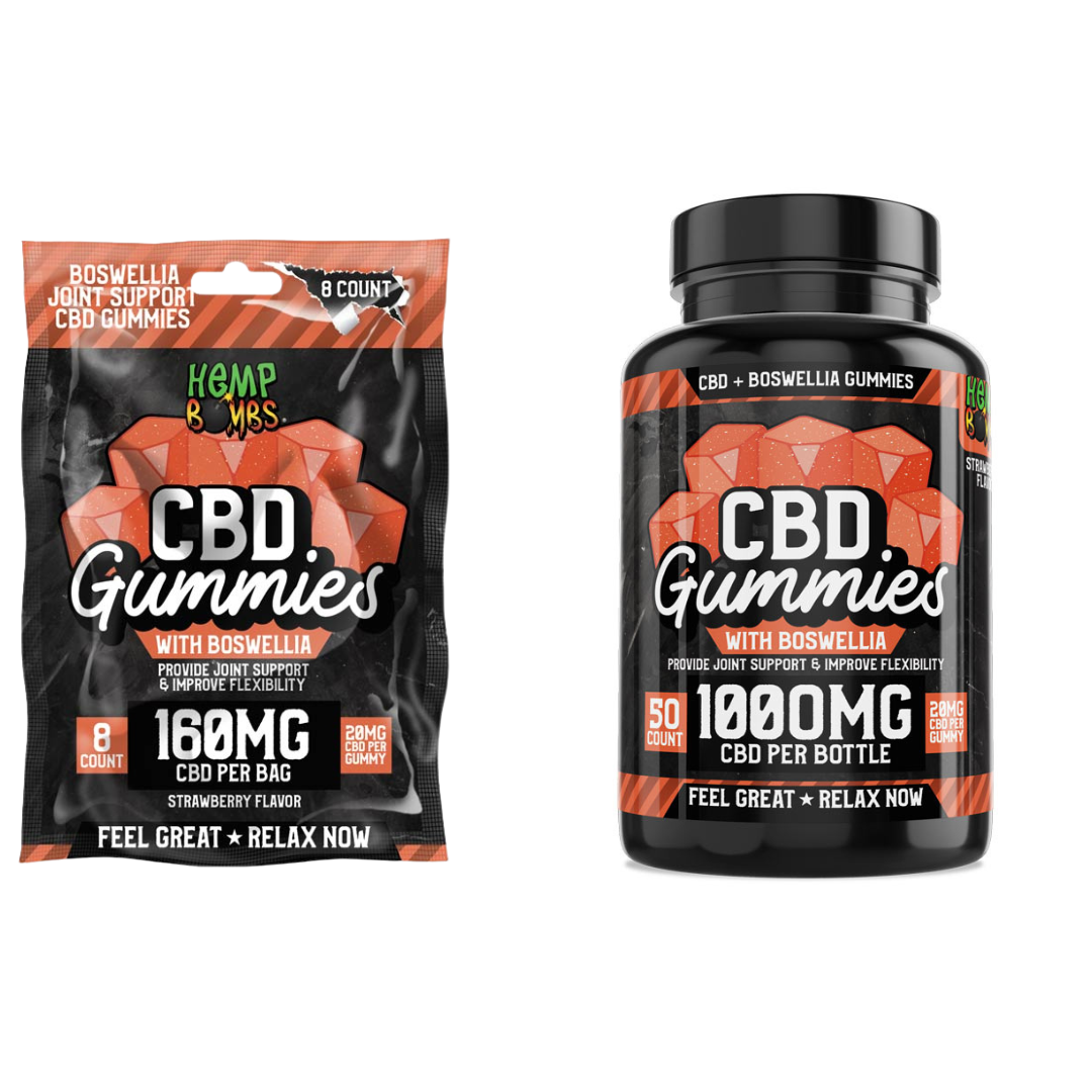 Hemp Bombs CBD Gummies with Boswellia Strawberry Flavor